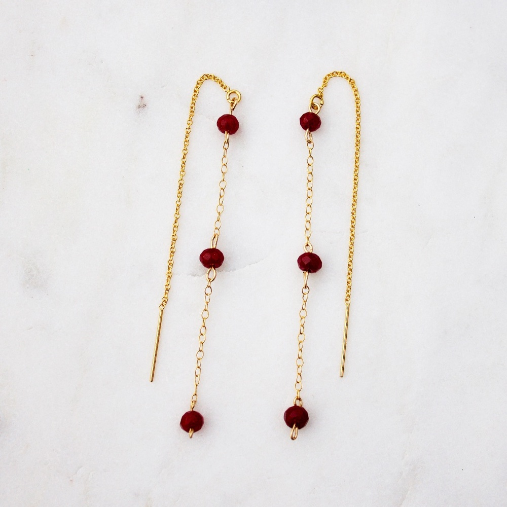 Gold Fill Three Ruby Threader